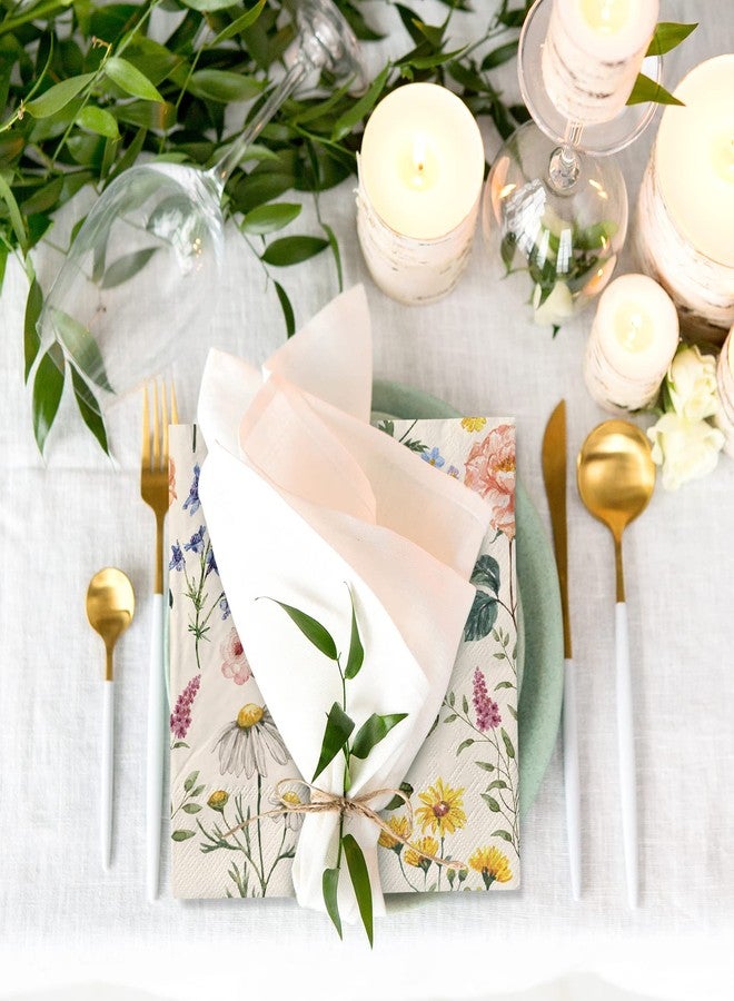 JarThenaAMCS 80Pcs Vintage Floral Paper Napkins Retro Flower Disposable Napkins Wildflower Butterfly Luncheon Dinner Napkins for Spring Wedding Birthday Party Table Supplies - Image 5